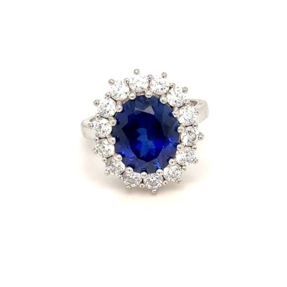 Stunning 925 Silver Sapphire/Cz Ring - Picture 1 of 9
